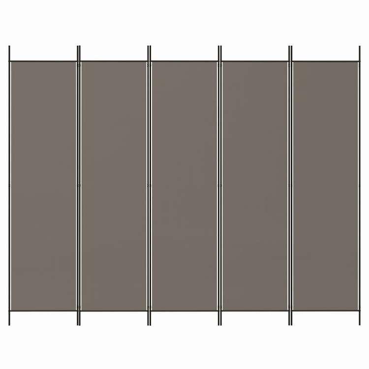 vidaXL 5パネルルームディバイダー アンスラサイト 250x220 cm ファブリック 家具 間仕切り 代引不可_2