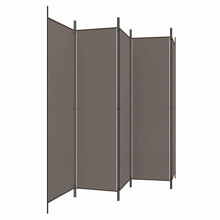 vidaXL 5パネルルームディバイダー アンスラサイト 250x220 cm ファブリック 家具 間仕切り 代引不可_3