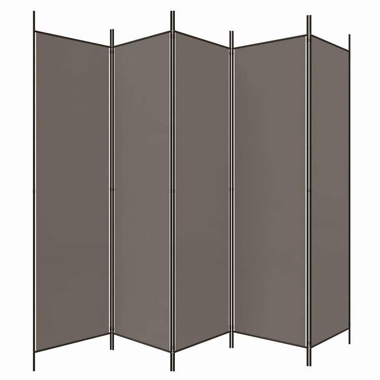 vidaXL 5パネルルームディバイダー アンスラサイト 250x220 cm ファブリック 家具 間仕切り 代引不可_4
