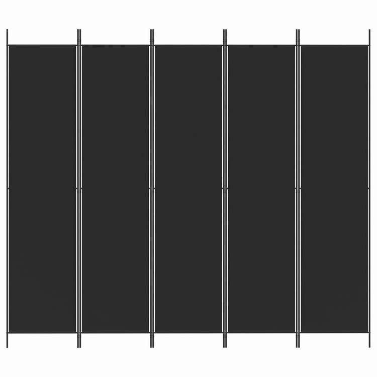 vidaXL 5パネル ルームディバイダー ブラック 250x220 cm ファブリック 家具 間仕切り 代引不可_2