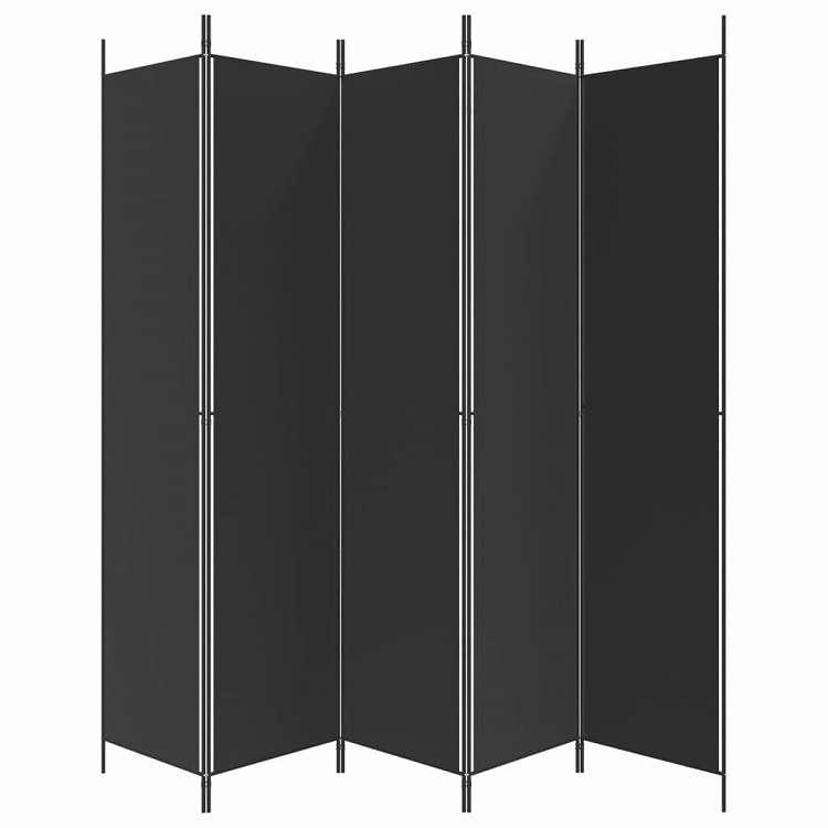 vidaXL 5パネル ルームディバイダー ブラック 250x220 cm ファブリック 家具 間仕切り 代引不可_3