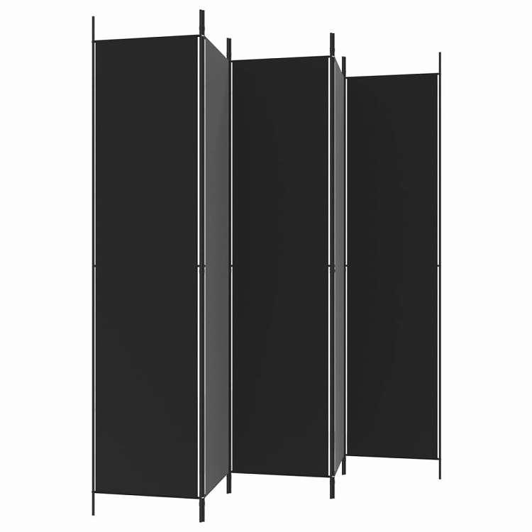 vidaXL 5パネル ルームディバイダー ブラック 250x220 cm ファブリック 家具 間仕切り 代引不可_4