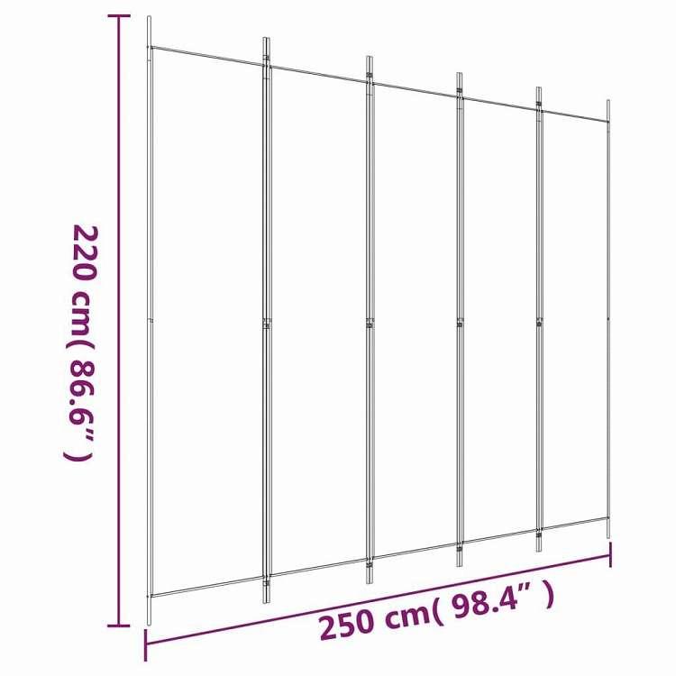 vidaXL 5パネル ルームディバイダー ブラック 250x220 cm ファブリック 家具 間仕切り 代引不可_7
