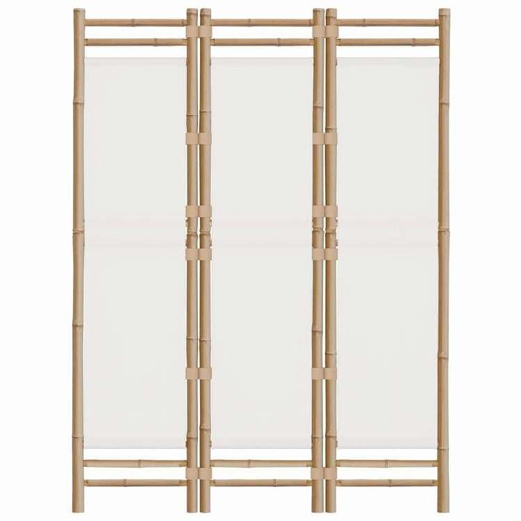 vidaXL 折りたたみ式3パネルルームディバイダー 120 cm 竹とキャンバス 家具 間仕切り 代引不可_3