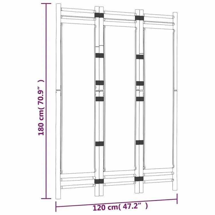 vidaXL 折りたたみ式3パネルルームディバイダー 120 cm 竹とキャンバス 家具 間仕切り 代引不可_8