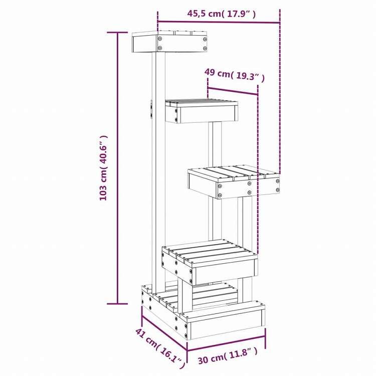 vidaXL キャットツリー 45.5x49x103 cm パイン無垢材動物 ペット用品 ペット用品 猫用品 猫用家具 代引不可_6