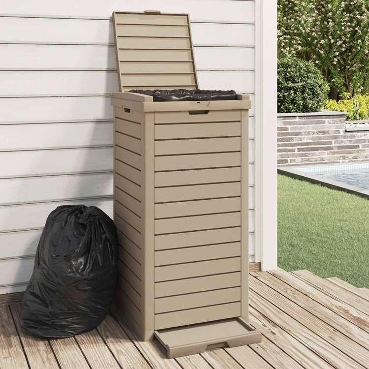 vidaXL 屋外用ゴミ箱 ライトブラウン 41x41x86 cm ポリプロピレン ホーム ガーデン 家事用品 ごみ入れ ごみ箱 代引不可_1