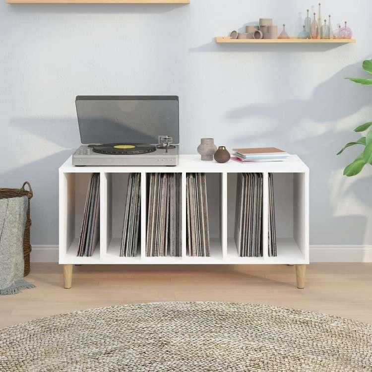 vidaXL レコードキャビネット ホワイト 100x38x48 cm エンジニアードウッド 家具 キャビネット 収納 代引不可の画像