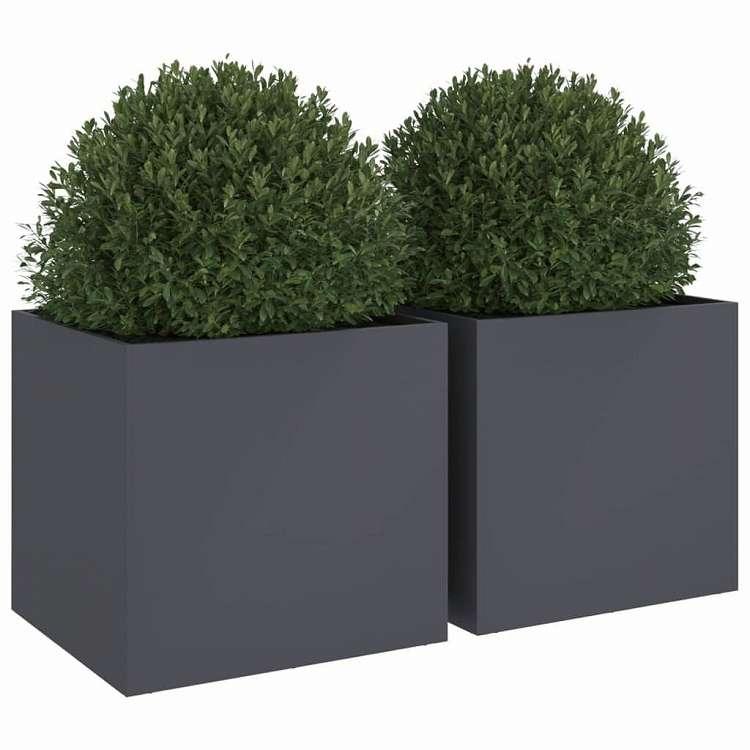 vidaXL プランター 2点 アントラシート 49x47x46cm スチール ホーム ガーデン 芝 ガーデン ガーデニング 鉢植え・プランター 代引不可_3
