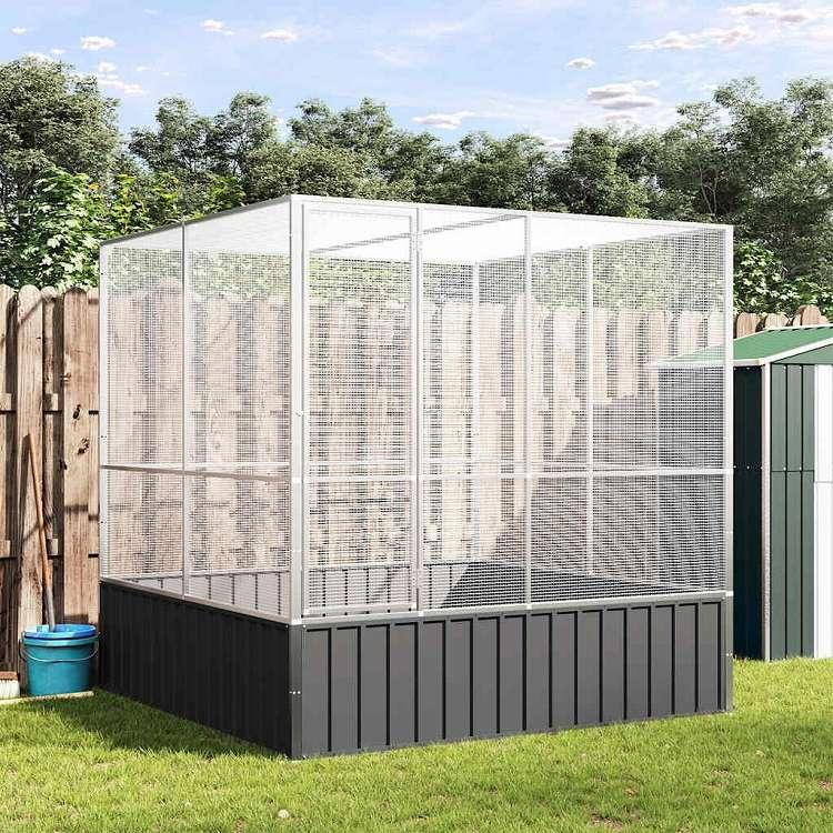 vidaXL 鳥小屋 シルバー 211x207x212 cm スチール 動物 ペット用品 ペット用品 鳥用品 取りかご・スタンド 代引不可_2