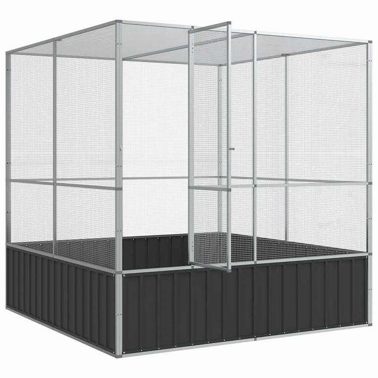 vidaXL 鳥小屋 シルバー 211x207x212 cm スチール 動物 ペット用品 ペット用品 鳥用品 取りかご・スタンド 代引不可_6