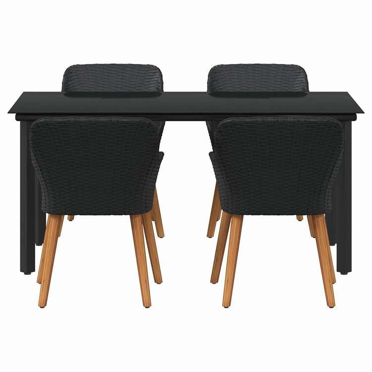 vidaXL ガーデンダイニングセット クッション付き 5 pcs ブラック ポリラタン 家具 アウトドア家具 屋外家具セット 代引不可_2