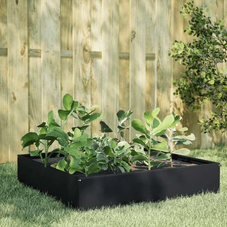vidaXL ガーデンレイズドベッド ブラック 100x100x33.5 cm スチール ホーム ガーデン 芝 ガーデン ガーデニング 鉢植え・プランター 代引不可_1