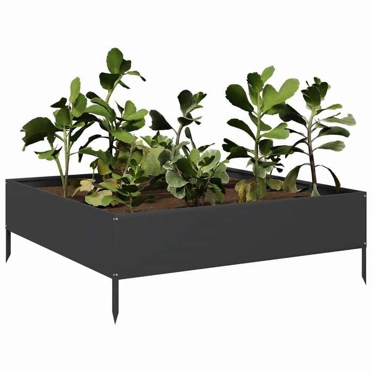 vidaXL ガーデンレイズドベッド ブラック 100x100x33.5 cm スチール ホーム ガーデン 芝 ガーデン ガーデニング 鉢植え・プランター 代引不可_2