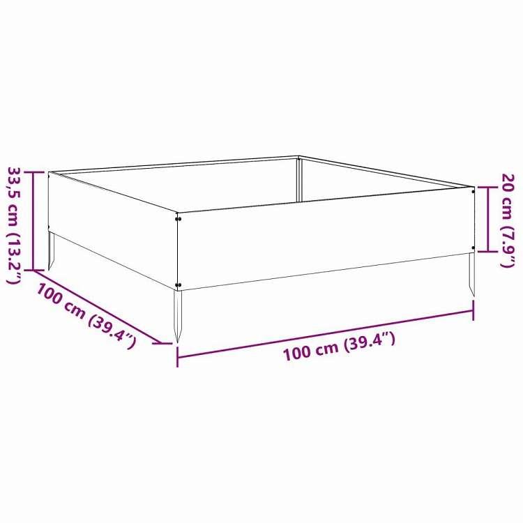 vidaXL ガーデンレイズドベッド ブラック 100x100x33.5 cm スチール ホーム ガーデン 芝 ガーデン ガーデニング 鉢植え・プランター 代引不可_9