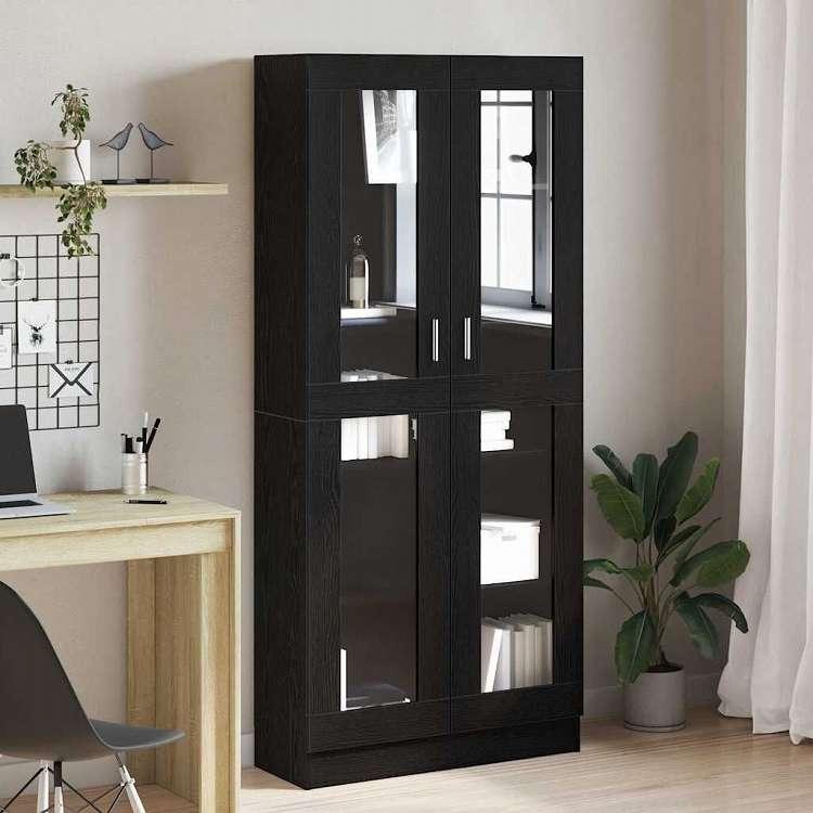 vidaXL 本棚 ブラックオーク 82.5 x 30.5 x 185 cm エンジニアリングウッド 家具 棚 本棚・オープンラック 代引不可の画像