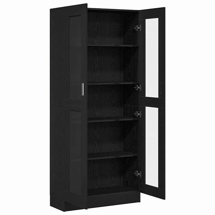 vidaXL 本棚 ブラックオーク 82.5 x 30.5 x 185 cm エンジニアリングウッド 家具 棚 本棚・オープンラック 代引不可の画像