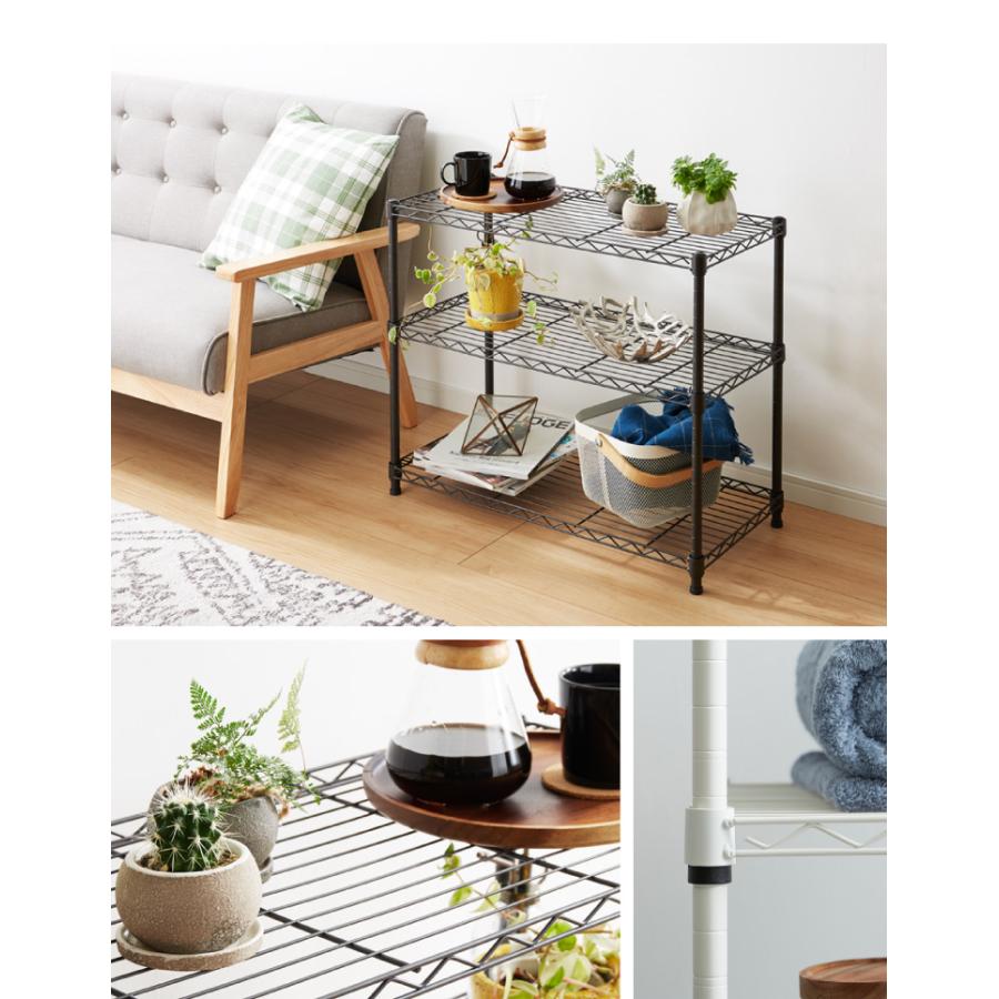 カラースチールラック 3段 耐荷重80kg 幅60cm 奥行25cm オープンラック