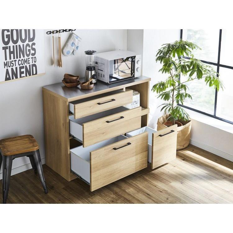 キッチンカウンター 食器棚 幅105 奥行45 高さ83 ステンレス天板 完成