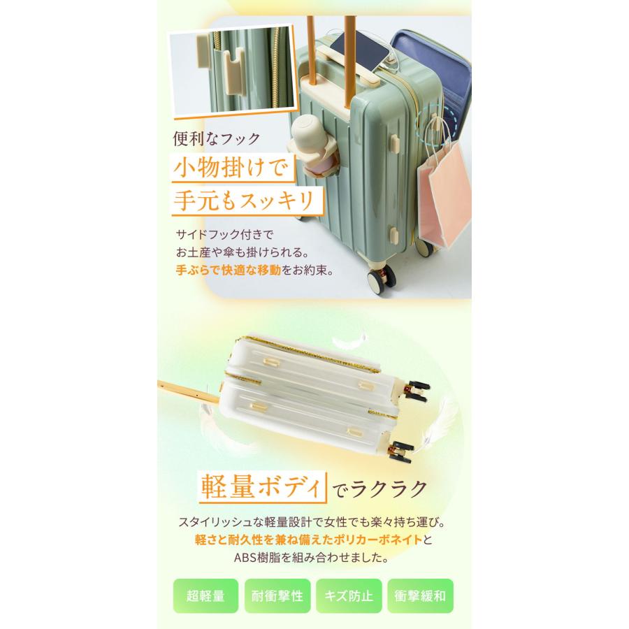 フロントオープン スーツケース mサイズ キャリーケース 軽量 キャリー