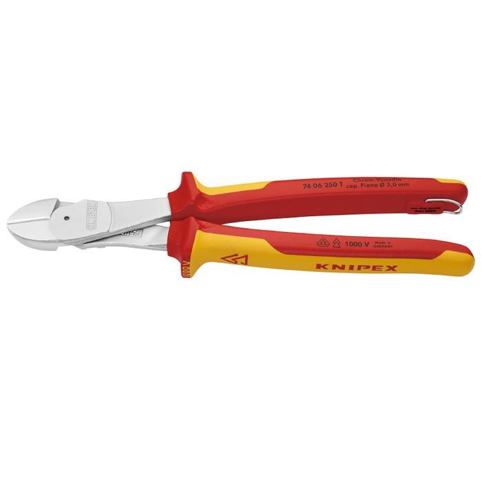 KNIPEX クニペックス 7406-250TBK 絶縁強力斜ニッパー 落下防止 BK 代引不可