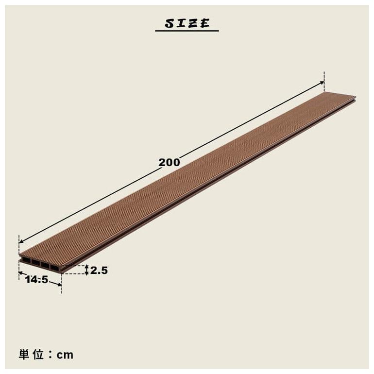 床板 DIY 人工木 ガーデニングデッキ用 6枚セット 床材 表面板材 200×14.5cm 人工木デッキ ウッドデッキ おしゃれ キット ベランダ バルコニー 代引不可_2