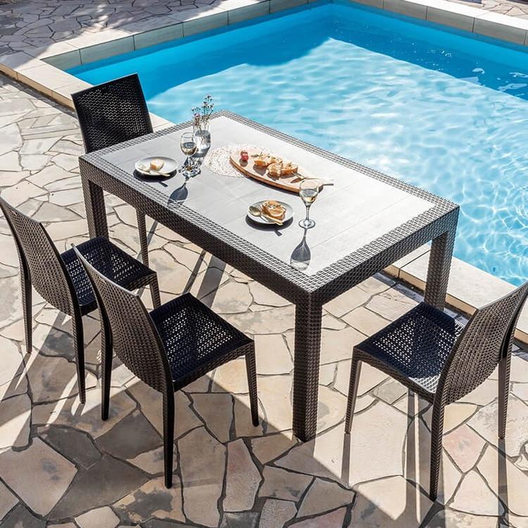 ラタン調　テーブルと椅子セット　ガーデンテーブル　アウトドアテーブル ガーデンテーブルセット ラタン調 おしゃれ 3点セット 籐風