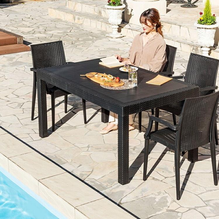 ラタン調 チェア 肘付き ピクシス 4脚セット アウトドア チェア 椅子 屋外 アウトドアチェア ベランダ テラス ガーデンファニチャー 代引不可_6