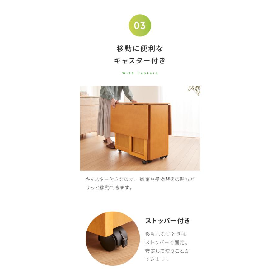 両側バタフライ ダイニングテーブル 単品 キャスター取付のみ チェア