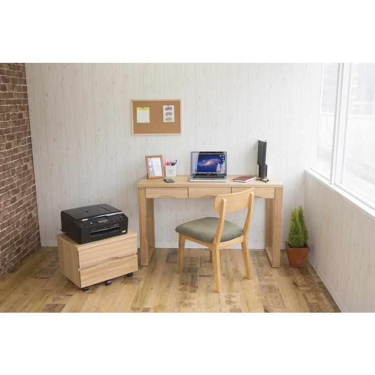 デスク 天然木タモ突板デスク 幅120cm 奥行45cm 引出し 北欧風 長机