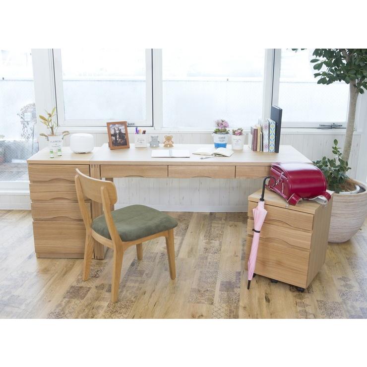 デスク 天然木タモ突板デスク 幅150cm 奥行59cm 引出し 北欧風 長机