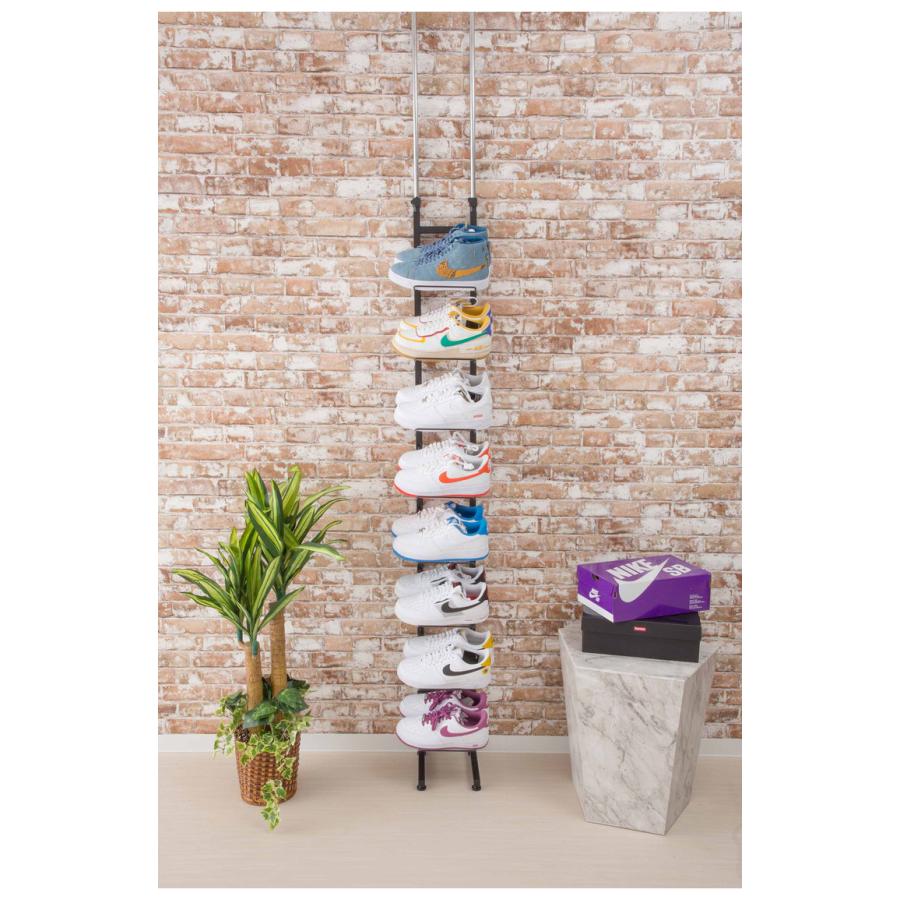 シューズラック 魅せるシューズラック 8足 突っ張り式 収納 棚 靴