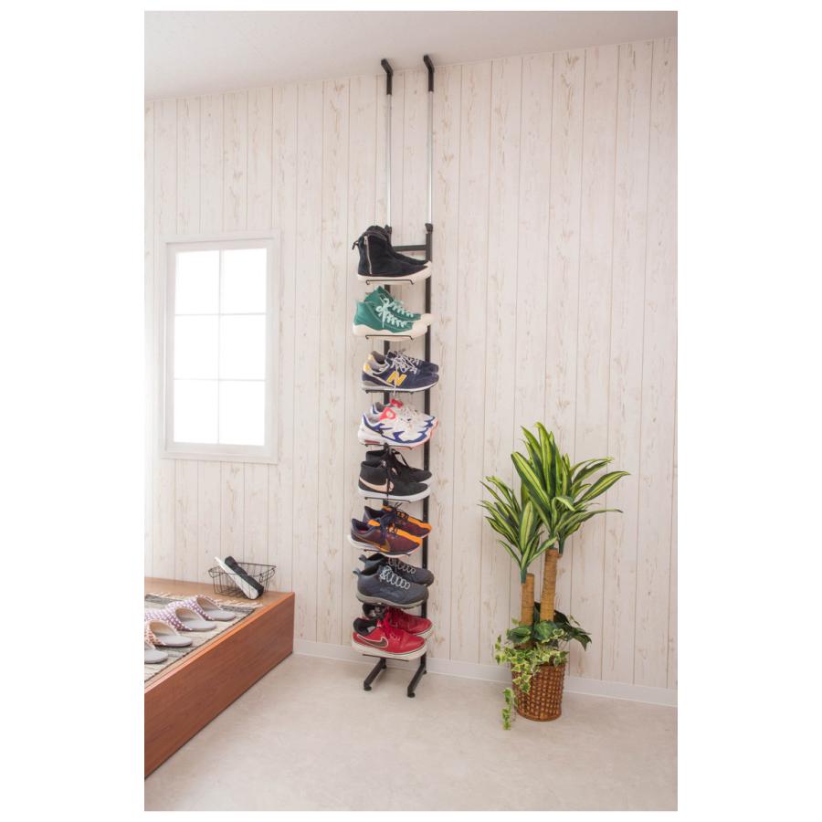 シューズラック 魅せるシューズラック 8足 突っ張り式 収納 棚 靴