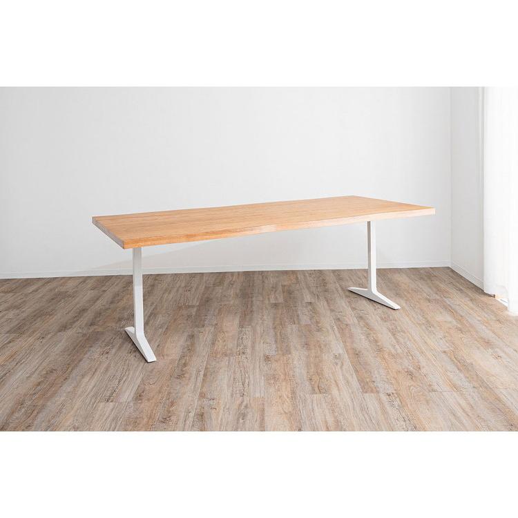 ダイニングテーブル T字脚 200×90cm 木製 スチール オーク 重厚感 厚天