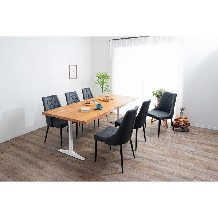 ダイニングテーブル T字脚 200×90cm 木製 スチール オーク 重厚感 厚天