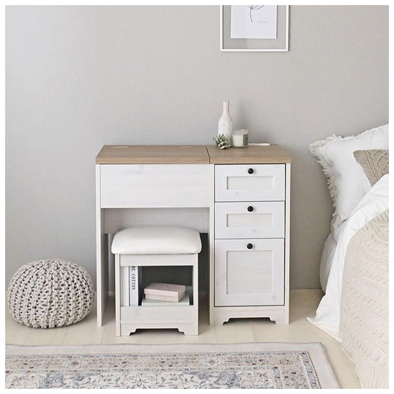 ドレッサー デスク 兼用 ドレッサーデスク ホワイト×グレー コンパクト