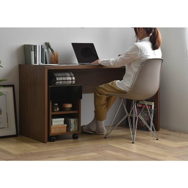 デスク 140cm幅 サイドチェスト オープン セット 机 テーブル オーク