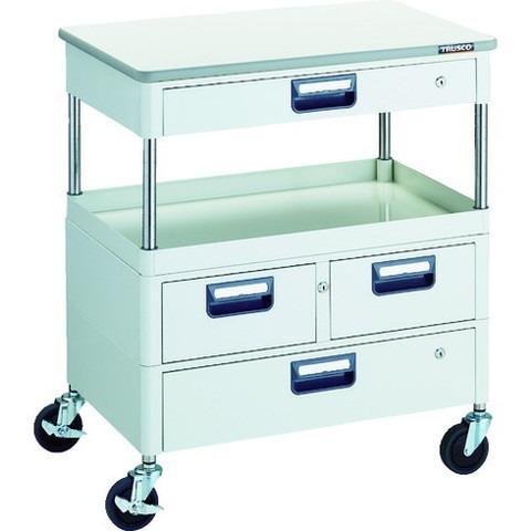 TRUSCO トラスコ フェニックスワゴン 省音 750X500 H880 引出付 天板付