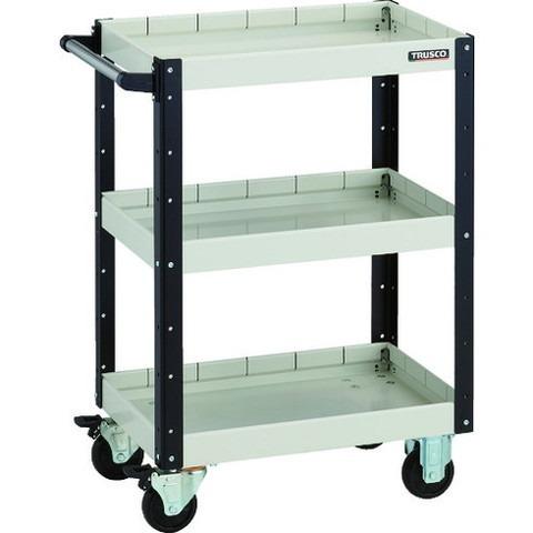 TRUSCO トラスコ イーグルワゴン 600X400XH880 深型3段 ホワイトブラック EGW963F3WBK 代引不可