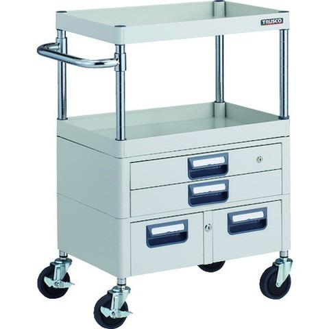 TRUSCO トラスコ フェニックスワゴン 抗菌 省音 600X400XH880 引出付 W色 PEW962XWW 組立品 組立設置不可 代引不可