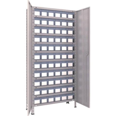 TRUSCO トラスコ 軽量棚扉付 875X300X1800樹脂引出透明小X66 ネオグレー 63VT812C11 組立品 組立設置不可 代引不可
