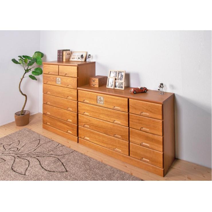 国産 大川家具 完成品 ハイチェスト 幅80cm 高さ113cm 無垢材