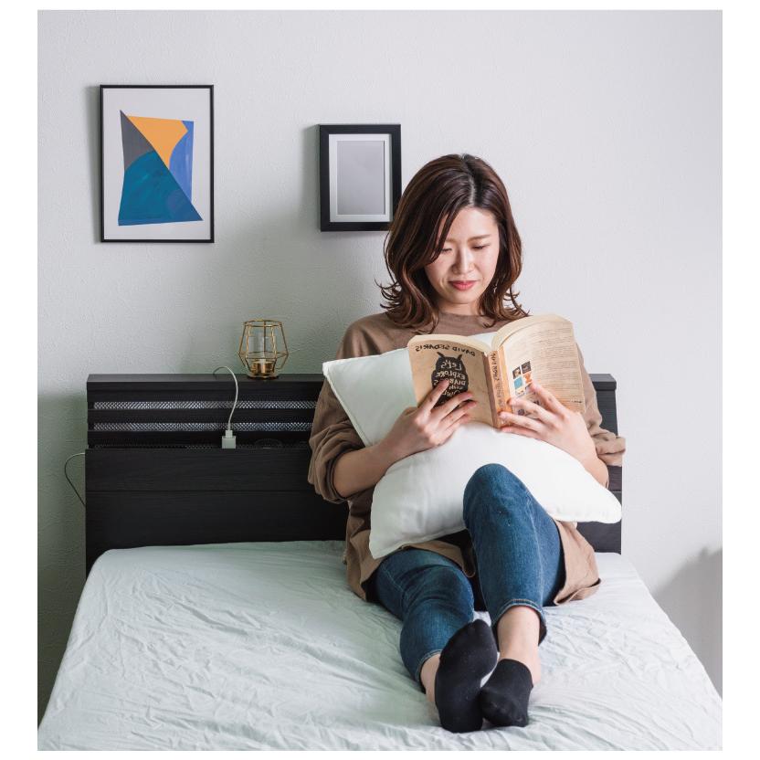 ベッドフレーム 単品 キングサイズ 高さ4段階調整 LEDライト付き 宮付き コンセント付き 宮棚 棚付き フレームのみ 木製 頑丈 北欧 ワンルーム 代引不可 | ブランド登録なし | 06