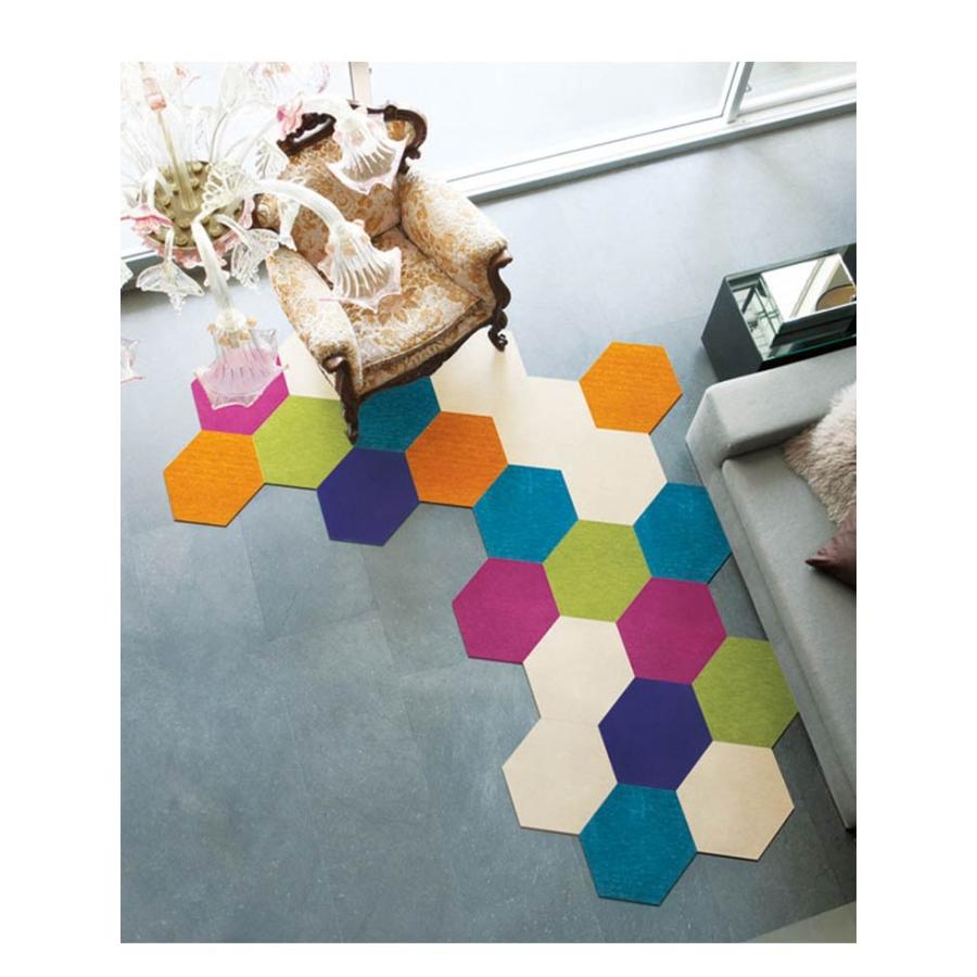 スミノエ ホームタイルカーペット 六角 43×50cm 滑り止め 防ダニ 防音
