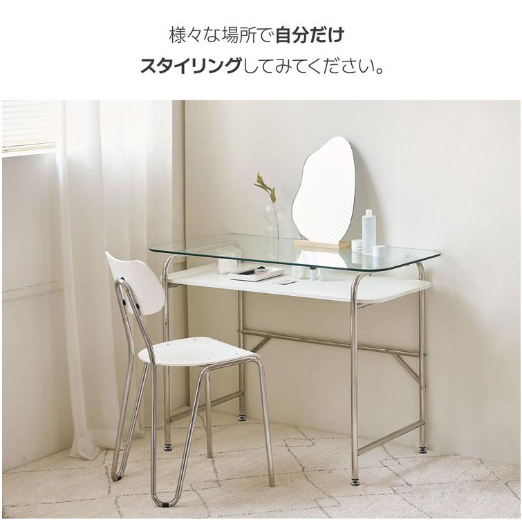 roomnhome ぺブル ガラスデスク 100cm 収納棚デスク デスク パソコン