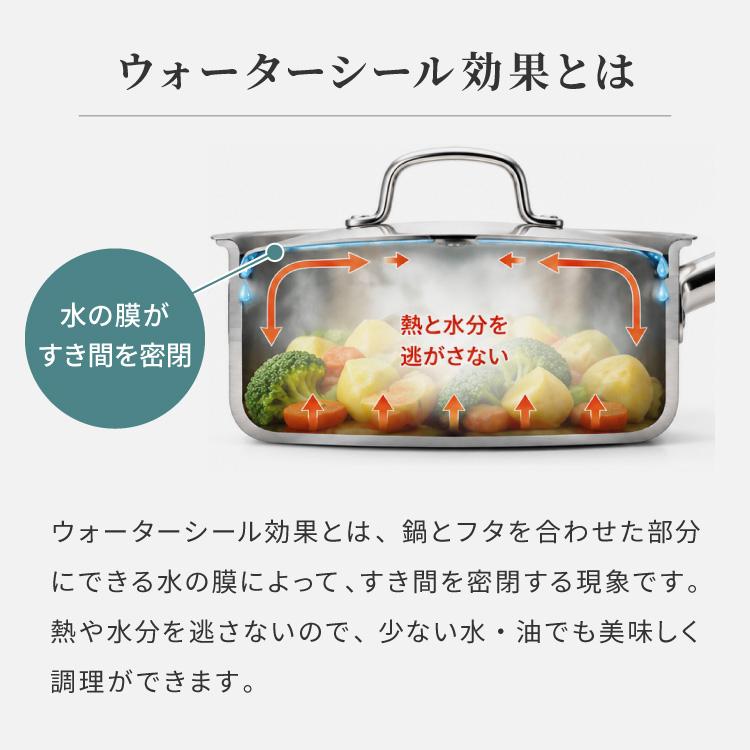 日本製 燕三条 ステンレス3層 両手鍋 22cm IH対応 蓋付き 全面鏡面