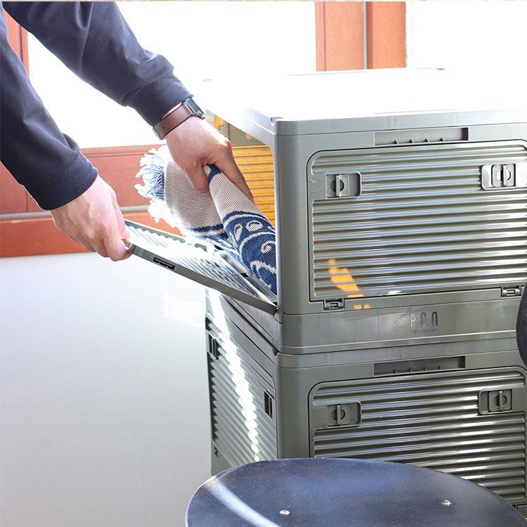 折りたたみコンテナ 45L 収納ボックス 4面開閉式 隠しキャスター付き 収納ケース フタ付き 天板付き 大容量 折り畳み コンテナ アウトドア キャンプ | ブランド登録なし | 06