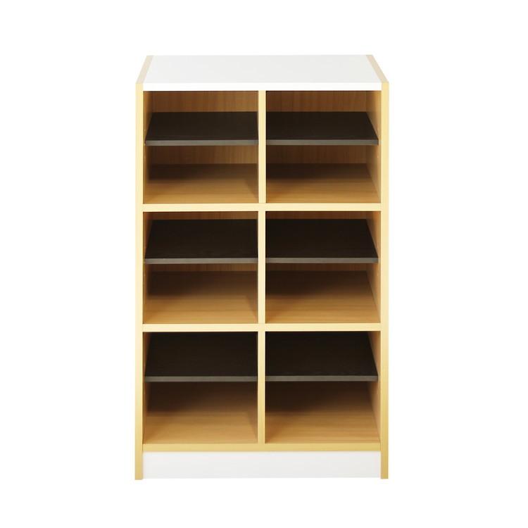 ※法人様限定販売 下駄箱 2列×3段 6人用 フリーラック スリッパラック シューズボックス シューズラックオープン 6足 棚板可動式 中棚付き 幅55cm 代引不可の画像
