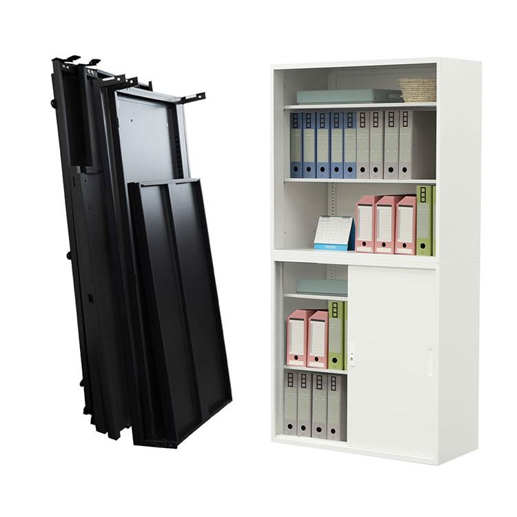 引戸書庫 2段 幅88cm 奥行40cm 高さ75cm ブラック ホワイト A4収納