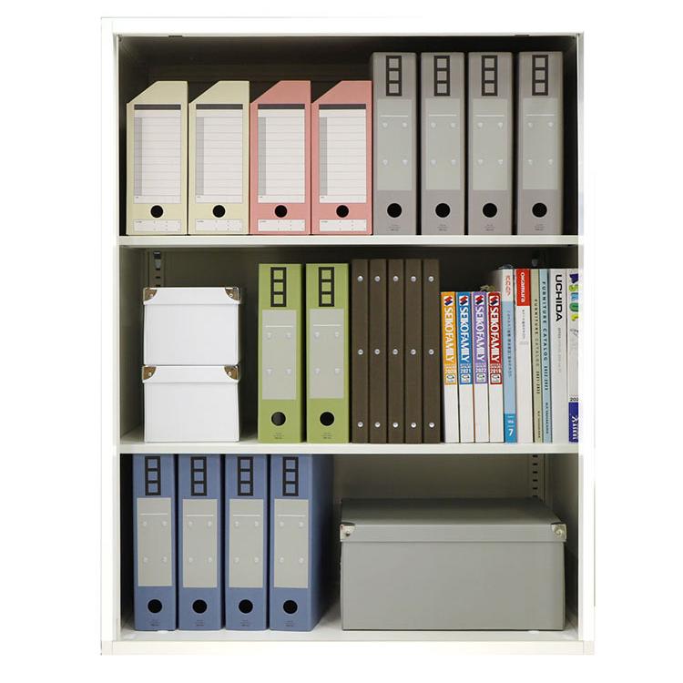 引戸書庫 2段 幅88cm 奥行40cm 高さ75cm ブラック ホワイト A4収納
